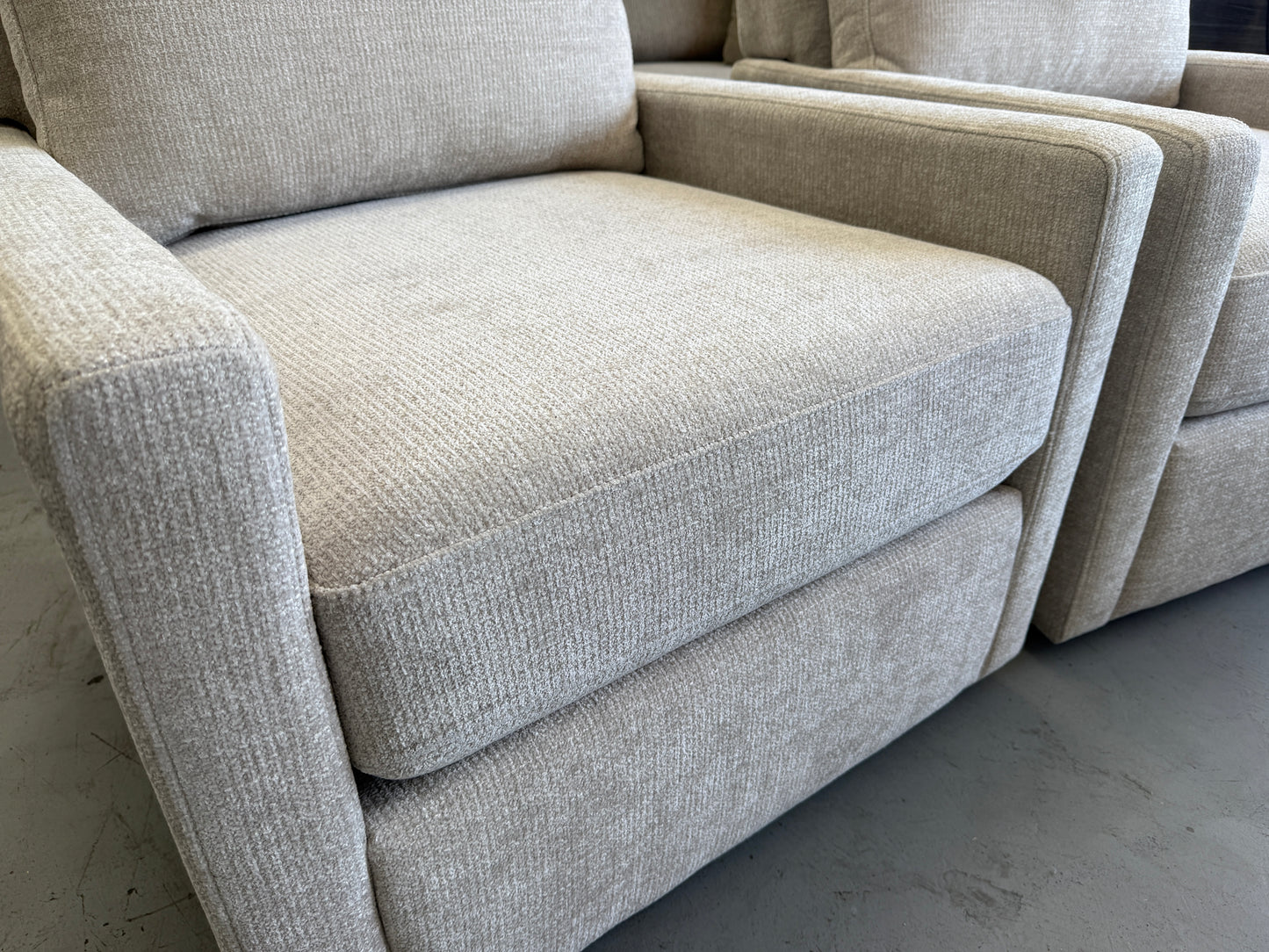 Beige Swivel Chair Set