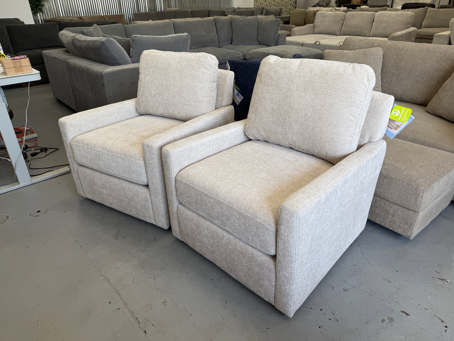 Beige Swivel Chair Set