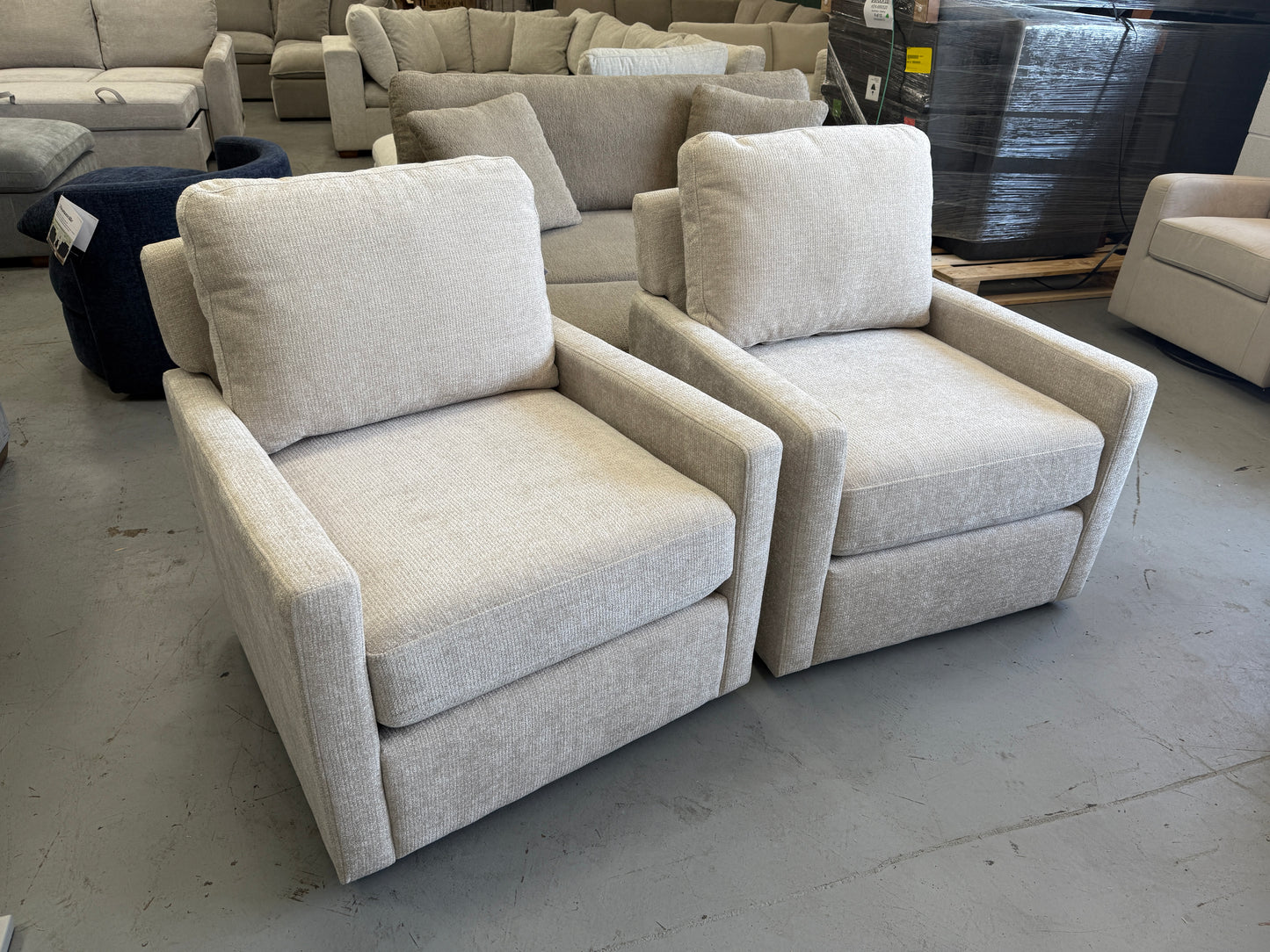 Beige Swivel Chair Set