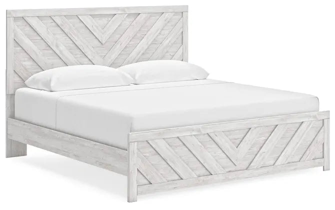 Cayboni King Panel Bed, Dresser, Mirror, Chest and Nightstand